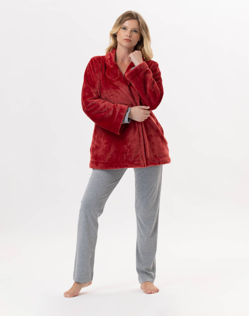 Plush flannel jacket ESSENTIEL H77A in tomette