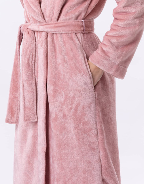 Plush flannel twill bathrobe ESSENTIEL H61B in blush