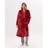 Plush flannel twill bathrobe ESSENTIEL H61B in tomette