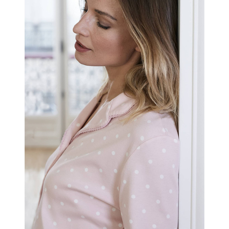 Pyjama boutonné en coton CHAMADE 806 Blush | Lingerie le Chat