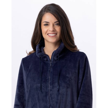 Veste zippée en peluche flanelle ESSENTIEL 853 Marine | Lingerie le Chat