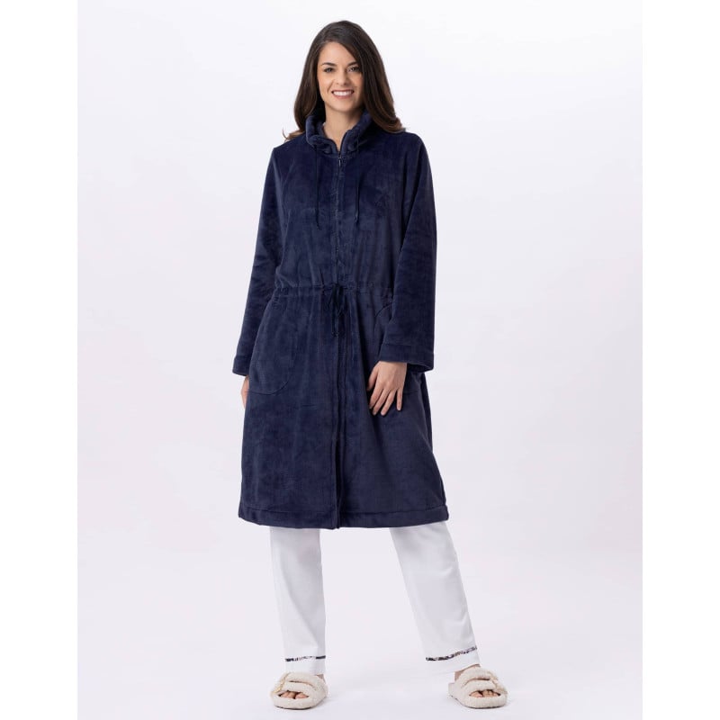 Veste zippée en peluche flanelle ESSENTIEL 853 Marine | Lingerie le Chat