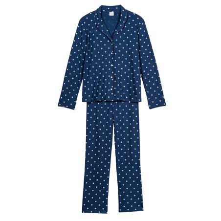 Cotton button-down pyjamas CHAMADE 806 Prussian Blue | Lingerie le Chat