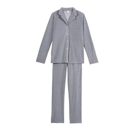 Micropolar button-down pyjamas DOUCE 806 Grey  | Lingerie le Chat