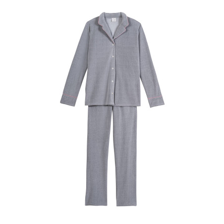 Pyjama boutonné en micropolaire DOUCE 806 Gris Chine | Lingerie le Chat