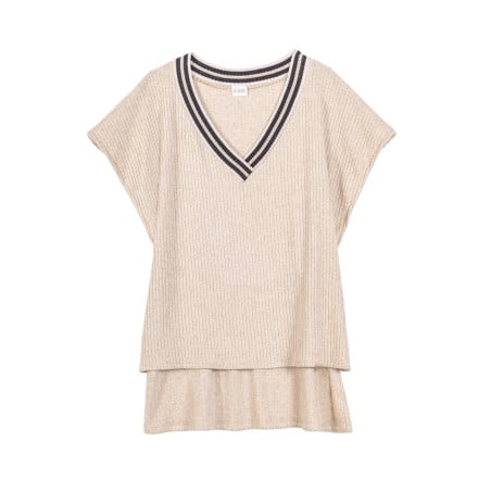 Knitted sweater poncho ESMEE 831 Beige | Lingerie le Chat