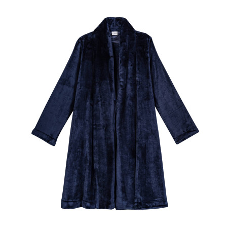 Plush flannel dressing gown ESSENTIEL 855 Navy Blue | Lingerie le Chat