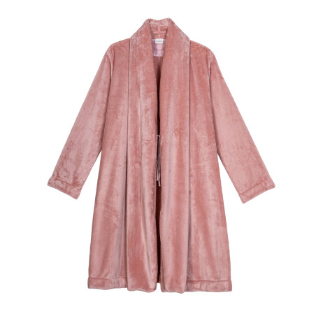 Plush flannel dressing gown ESSENTIEL 855 Blush | Lingerie le Chat