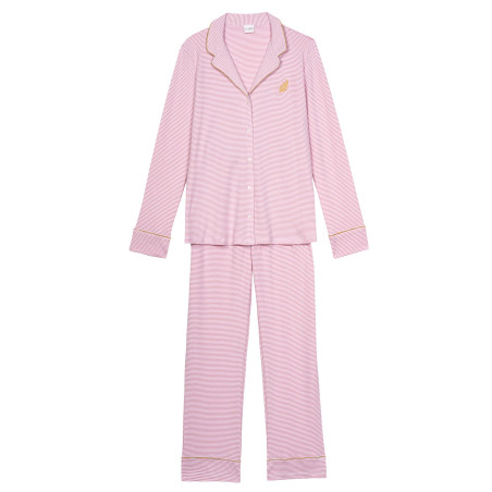 Cotton button-down pyjamas GARANCE 806 Pink / White | Lingerie le Chat