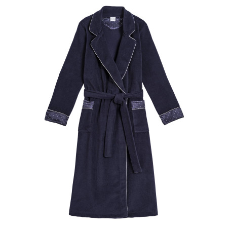 Fleece bathrobe MOON 860 Navy Blue | Lingerie le Chat