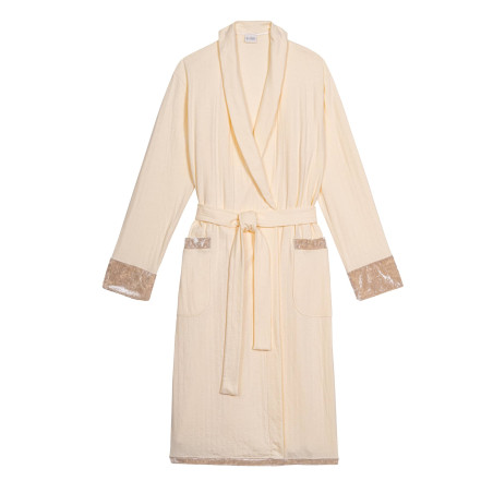 Quilted cotton bathrobe PILLOW 860 Ecru | Lingerie le Chat