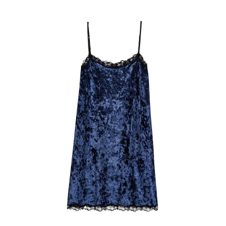 Panne velvet nightie PLATINE 803 Blue | Lingerie le Chat