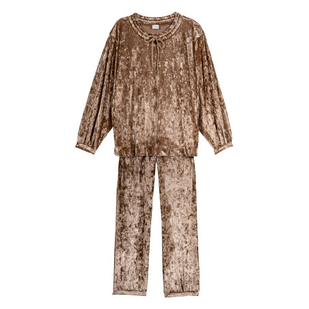 Panne velvet jogging suit PLATINE 802 Gold | Lingerie le Chat