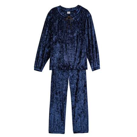 Panne velvet jogging suit PLATINE 802 Blue | Lingerie le Chat