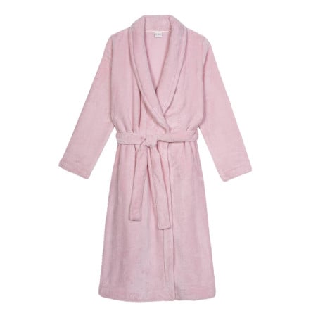 Plush flannel twill bathrobe ESSENTIEL H61B in rosewood | Lingerie le Chat