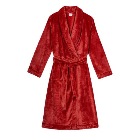 Plush flannel twill bathrobe ESSENTIEL H61B in tomette | Lingerie le Chat