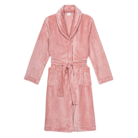 Plush flannel bathrobe ESSENTIEL H51B blush| Lingerie le Chat