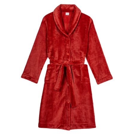 Plush flannel bathrobe ESSENTIEL H51B in tomette| Lingerie le Chat