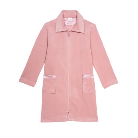 Fleece dressing gown with zip ESSENTIEL H54A Blush | Lingerie le Chat