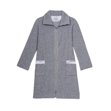 Fleece dressing gown with zip ESSENTIEL H54A Grey | Lingerie le Chat