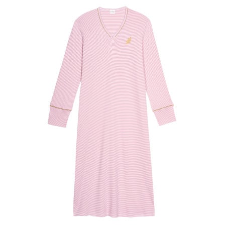 Long cotton nightdress GARANCE 811 Pink / White | Lingerie le Chat