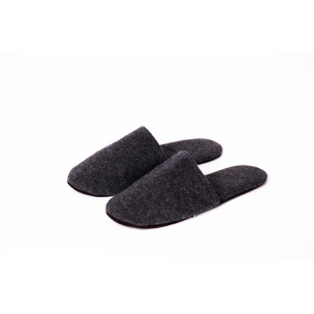 Chaussons mules cachemire coloris anthracite - Lingerie le Chat