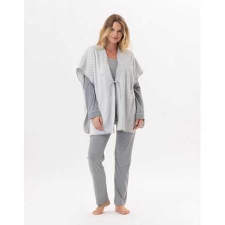 Plush flannel poncho ESSENTIEL H56RL Mist - Lingerie Le Chat