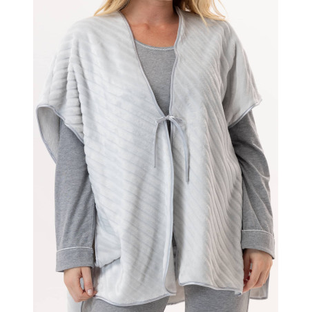 Plush flannel poncho ESSENTIEL H56RL Mist - Lingerie Le Chat