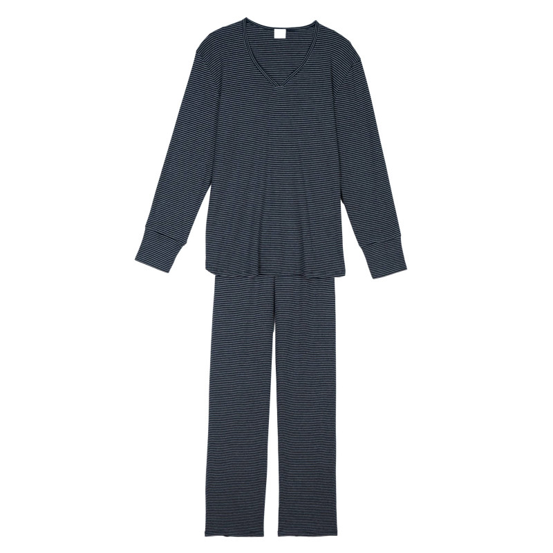 Pyjama en coton GARANCE 802RL Gris Chiné clair/foncé