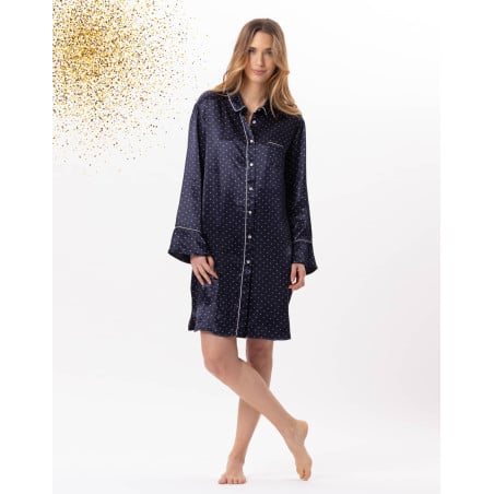 Viscose button-down shirt MOON 805 Navy Blue | Lingerie le Chat