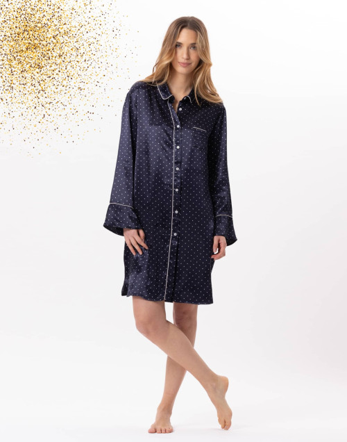 Viscose button-down shirt MOON 805 Navy Blue | Lingerie le Chat