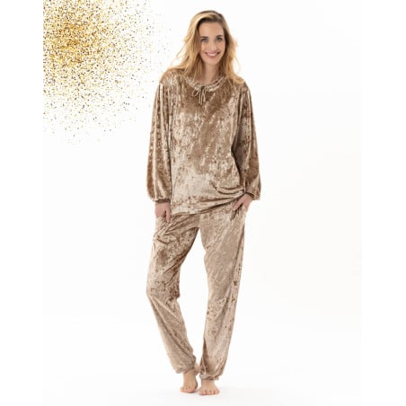 Panne velvet jogging suit PLATINE 802 Gold | Lingerie le Chat