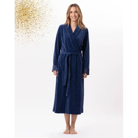 Velvet bathrobe ESSENTIEL 867 Prussian Blue | Lingerie le Chat