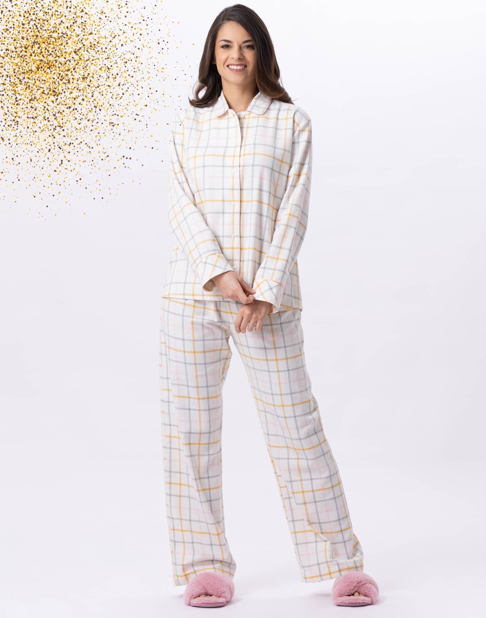 Cotton button-down pyjamas FELICITA 806 Multico | Lingerie le Chat