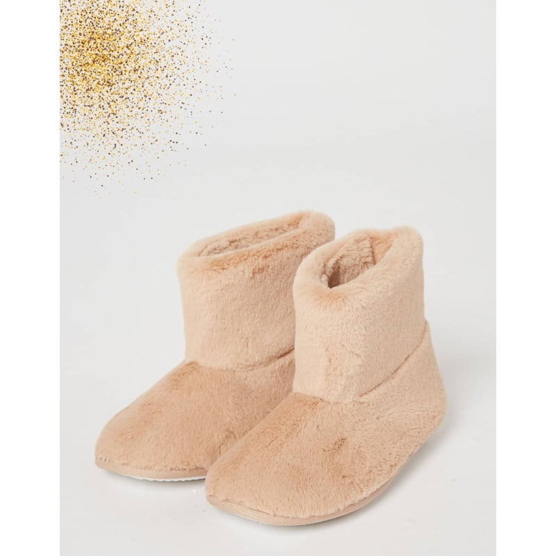 Chaussons boots en peluche ESSENTIEL H99A nougat