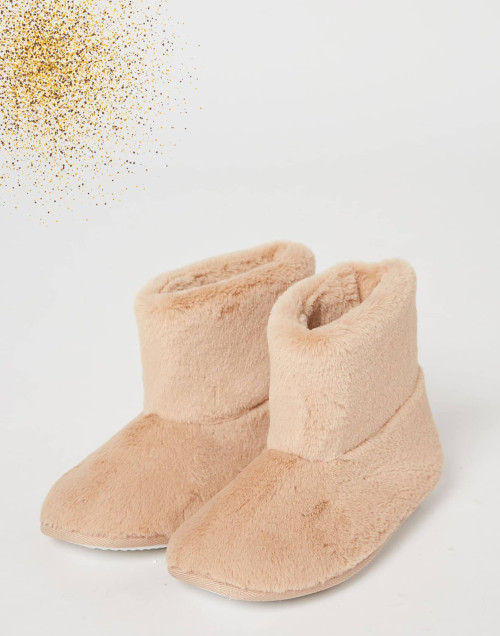 Chaussons boots en peluche ESSENTIEL H99A nougat