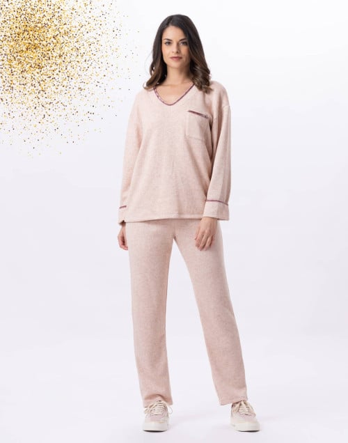 Knitted jogging suit ALPAGA 802 Beige Pink | Lingerie le Chat