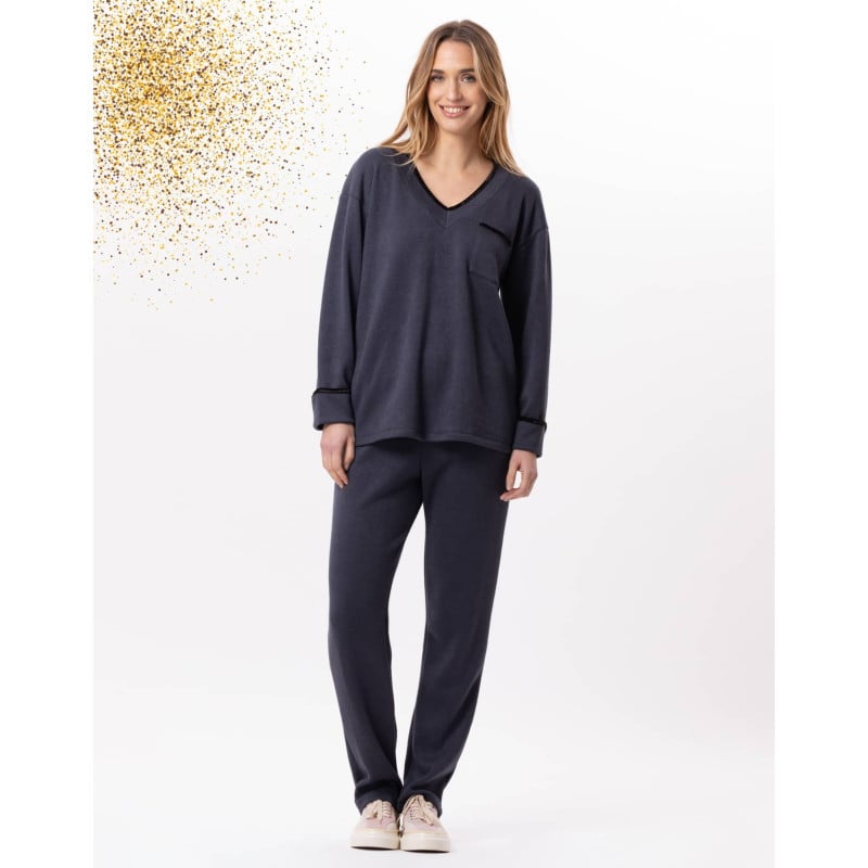 Knitted jogging suit ALPAGA 802 Navy Blue | Lingerie le Chat