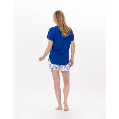 Cotton Pyjama short BLOOM 900 Blue | Lingerie le Chat