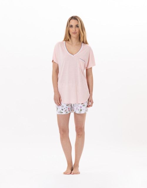 Cotton Pyjama short BLOOM 900 Coral | Lingerie le Chat