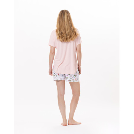 Pyjama short en coton BLOOM 900 Corail | Lingerie le Chat