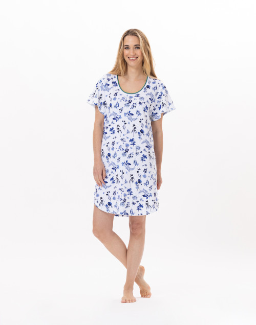 Cotton Nightdress BLOOM 901 Blue | Lingerie le Chat