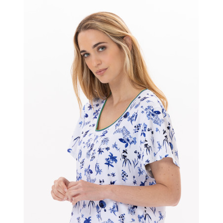 Chemise de nuit en coton BLOOM 901 Bleu | Lingerie le Chat