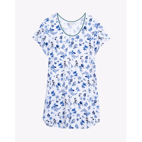 Chemise de nuit en coton BLOOM 901 Bleu | Lingerie le Chat