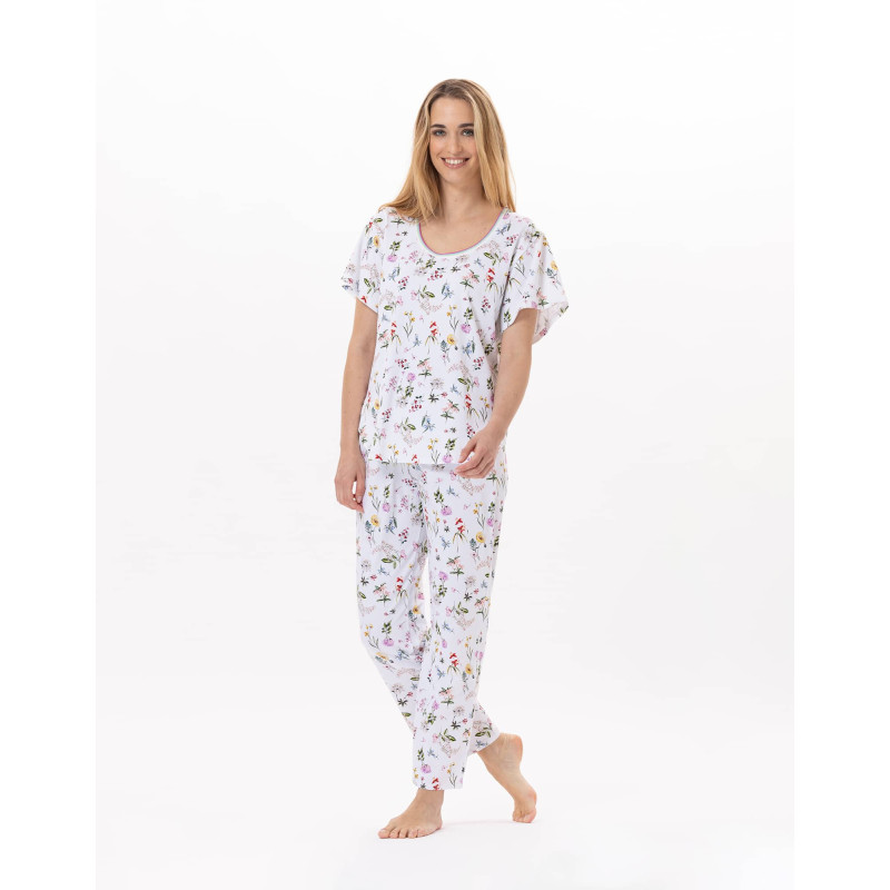 Pyjama en coton BLOOM 902 Corail | Lingerie le Chat