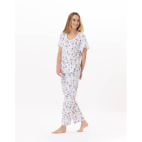 Pyjama en coton BLOOM 902 Corail | Lingerie le Chat