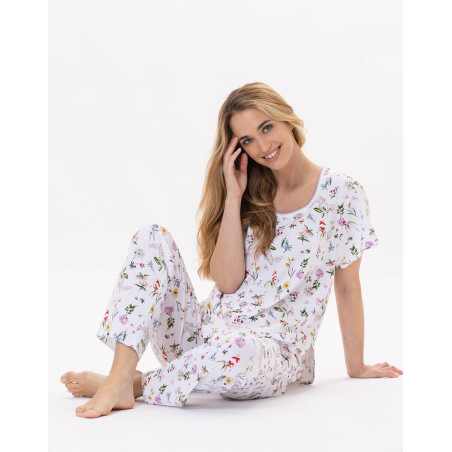 Pyjama en coton BLOOM 902 Corail | Lingerie le Chat