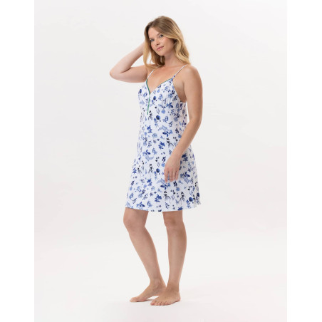 Cotton Nightie  BLOOM 903 Blue | Lingerie le Chat