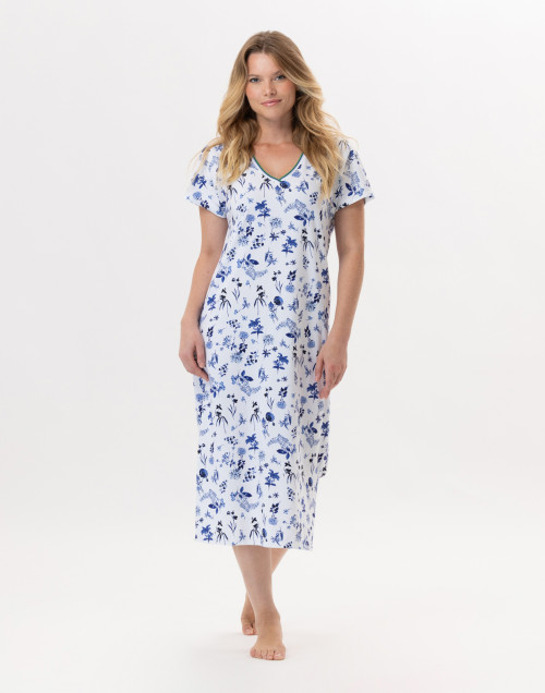 Chemise de nuit en coton BLOOM 911 Bleu | Lingerie le Chat