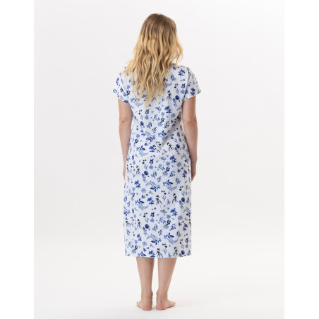 Chemise de nuit en coton BLOOM 911 Bleu | Lingerie le Chat